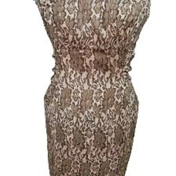 Ann Taylor Petite Embroidered Ruched Floral Party Cocktail Lined Dress - Picture 4 of 14